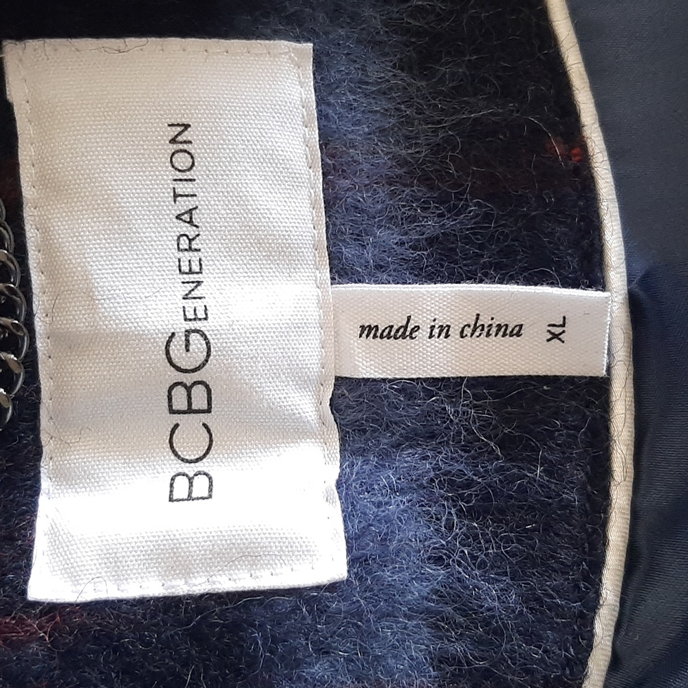 New BCBGeneration Wool Plaid Long Coat. - Picture 14 of 15